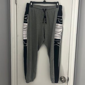 PINK gray sweatpants. Size large